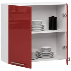 Raumhirsch Furniture Hängeschrank Hochwertiger Hängeschrank - Viel Stauraum für die Küche - Wandschrank Elegantes Design mit Inox-Griffen & Soft-Close-Technik rot|weiß 80 cm x 72 cm x 30 cm