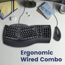 PERIDUO-512 Wired Ergonomic Keyboard and Vertical Mouse Set
