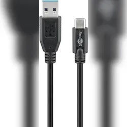 Goobay 67999 USB-CTM auf USB A 3.0 Kabel, schwarz, 0.5 m - USB 3.0-Stecker (Typ A) > USB-CTM-Stecker