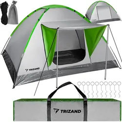 Trizand Gruppenzelt Campingzelt mit Vordach 4 Personen Wasserdicht Moskitonetz