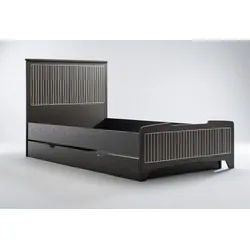 JVmoebel Kinderbett Schwarzes Kinderbett aus Holz mit modernem Design, Made in Europa schwarz