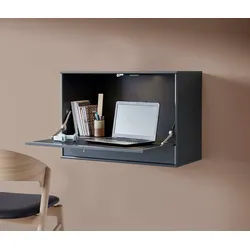 Hammel Furniture Schreibtisch Mistral Bürotisch, Arbeitstisch, Tisch, Computertisch, mit LED Spot, B: 89 cm, Designmöbelserie grau
