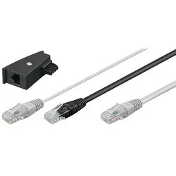 Goobay TAE Telefon Adapter Stecker - 2x RJ45-Stecker > RJ45-Stecker (8P8C) + TAE-F-Stecker