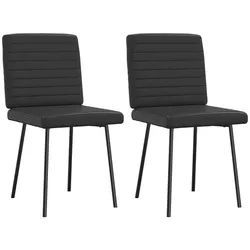vidaXL Esszimmerstuhl Esszimmerstühle 2 Stk. Schwarz Kunstleder (2 St) schwarz
