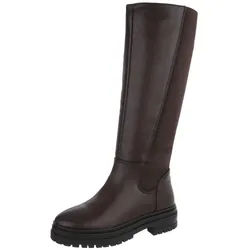 Ital-Design Modische Damen-Stiefel mit Blockabsatz und elastischen Einsätzen Plateaustiefel (90624843) Blockabsatz Stiefel in Braun braun 36 EU