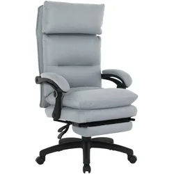 Venda Chefsessel , Hellgrau , Metall, Kunststoff, Textil , Drehkreuz , 63.5x114-122x70 cm , Sitzfläche 360° drehbar, ausziehbare Fußstütze, inklusive Armlehnen , Büromöbel, Bürostühle, Chefsessel