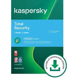 Kaspersky Total Security 2024/2025, 1 Gerät - 2 Jahre, Download, ESD