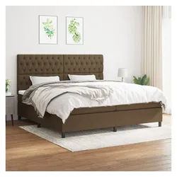 vidaXL Boxspringbett, Boxspringbett mit Matratze Dunkelbraun 200x200 cm Stoff