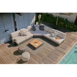Jati & Kebon Set Loungesystem Bari IX - Bestehend aus: 2 x 2-Sitzer, 1 x Eckteil, 1 Auflagen-Set für Eckteil, 7 x Rüc...