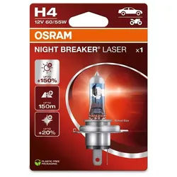 OSRAM H4 Night Breaker Laser Glühbirne 12V 60/55W P43t-38 - 1 Stück, silber