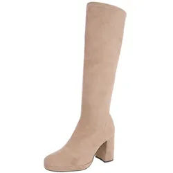 Ital-Design Kniehohe Damenstiefel mit Blockabsatz für vielseitige Anlässe High-Heel-Stiefel (90514937) Blockabsatz Stiefel in Hellbraun braun 41 EU