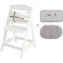 Roba Treppenhochstuhl mit Sitzverkleinerer Adam & Eule , Weiß , Textil , Tiere , 44.5x80x54 cm , Babymöbel, Hochstühle & Zubehör, Hochstühle
