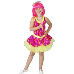 Funny Fashion Kostüm Disco Queen Neon Kostüm 'Striped' für Mädchen, Ra 152