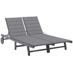 vidaXL Gartenliege 200 x 123 x 85 cm Doppelliege Gartenliege 2-Personen Sonnenliege Aufla grau