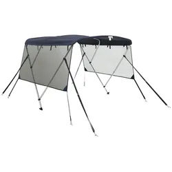 vidaXL Bodenschutzplane 3-Bow Bimini-Top mit Mesh-Seitenteilen 183x(185-198)x137 cm (1-St) blau
