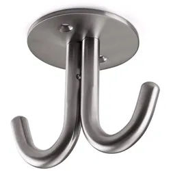 SO-TECH® Garderobenhaken Unterbauhaken NELE, echt Edelstahl massiv (5 St), 2-facher Haken, 60 x 70 mm, 5 Stück inkl. Schrauben silberfarben