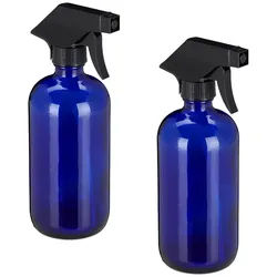 Relaxdays 2Xsprühflasche , Dunkelblau , Glas, Kunststoff , 7x22x10 cm , Gartenzubehör, Gartenpflege, Gartenwerkzeuge