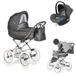 Roan Kombi-Kinderwagen Marita Classic 3 in 1 mit Sportsitz, Autositz und Zubehör in 4 Farben schwarz