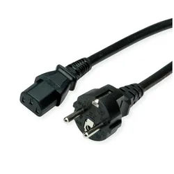 ROLINE Netzkabel, IEC-Buchse & CEE7/7-Stecker gerade Stromkabel, Schutzkontakt, CEE 7/7, Typ-E/F Männlich (Stecker), IEC320 C13, Kaltgeräte, 10A Weiblich (Buchse) (180.0 cm) schwarz