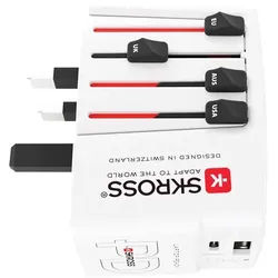 SKROSS 75255 Reiseadapter World USB Charger AC65PD, weiß - 65 W, 1x USB-CTM und 1x USB-A für internationale Netzanschlüsse (ungeerdet, 2-polig)