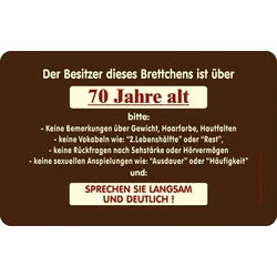 Frühstücksbrett Birthday / Geburtstag - Frühstücksbrettchen - 70 Jahre alt