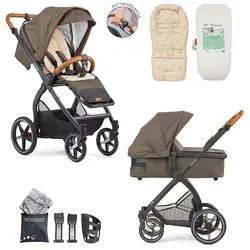 Gesslein Kombikinderwagen , Beige, Mokka , Textil , 55x130x100 cm , EN 1888, UV 50+, Oeko-Tex® Standard 100 , Feststellbremse, Fußstütze abklappbar, Federung, kugelgelagerte Räder, Verdeckung abnehmbar, 5-Punkte-Gurt, Handbremse, für Babyschale geeignet, Griff in Lederoptik, mit Tragegriff, Sitz umsetzbar, Reflektorstreifen, abnehmbarer Schutzbügel,5-Punkt-Gurt, Sitz umsetzbar, Sportsitz mit verlängertem Verdeck,Matratze, abnehmbares Dach, zusammenklappbar , Baby on Tour, Kinderwagen, Kombikinderwagen