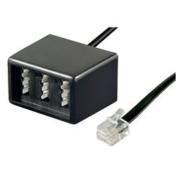 Goobay TAE Telefon Adapter Stecker - 3x TAE N/F/F- Buchse > RJ11/RJ14-Stecker (6P4C)