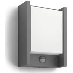 Philips ultraeffiziente Outdoor Wandleuchte Arbour mit Sensor 3,8 W mit warmweißem Licht IP44 anthrazit