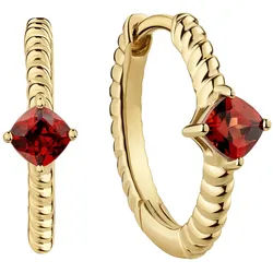 Paar Creolen FIRETTI "Schmuck Geschenk Gold 333 Ohrschmuck Ohrringe", gelbgoldfarben, rot, rot, Ohrringe, Damen, 14mm, Gelbgold 333, mit Granat