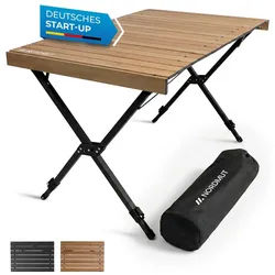 Nordmut Campingtisch Outdoor Tisch klappbar 110x70 cm höhenverstellbar Aluminium (kratzfeste Tischplatte für Camping Garten Balkon & Festival), wetterfester Klapptisch mit Tragetasche bis 50 kg belastbar