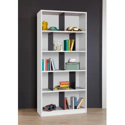Standregal WIMEX "Joker", weiß (weiß, graphit), B:90cm H:198cm T:38cm, Regale, Standregal, Bücherregal, Mehrzweckregal mit vielen Fächern, 198cm hoch, 90cm breit