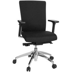 Mid.you Drehstuhl , Schwarz, Alufarben , Kunststoff, Textil , Drehkreuz , 57x113x52 cm , Wippfunktion, Sitzfläche 360° drehbar, ergonomische Rückenlehne , Büromöbel, Bürostühle, Drehstühle