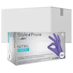Style Prune Nitrilhandschuhe, puderfrei, lila, Unsterile Einmalhandschuhe mit Fingerspitzentexturierung, 1 Karton = 10 Packungen à 100 Stück, Größe XL