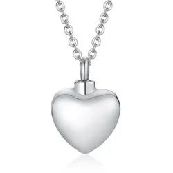 Order & Smile Schmuck Herzkette Herz Asche Kette: Gedenkanhänger zum Befüllen silberfarben