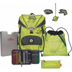 DerDieDas ErgoFlex "NEON" Schulrucksack-Set 5-teilig mit Sportbeutel Neon Fighter