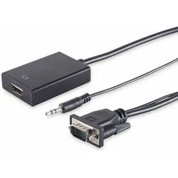 S-IMPULS VGA-Adapter, VGA-Stecker zu HDMI-Buchse, 1080p, 15 cm Kabel