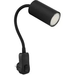 Wand- Leselampe für Schlafzimmer Leselampe Wandmontage mit Stecker Wandlampe Schwanenhals, flexibel, Schalter, schwarz, 1x GU10, LxBxH 32x5,5x43 cm