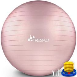 TRESKO Gymnastikball mit GRATIS Übungsposter inkl. Luftpumpe Yogaball, BPA-Frei Sitzball Büro Anti-Burst inkl. Luftpumpe, Fitnessball 85 cm