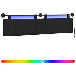 vidaXL Bett Hängendes Kopfteil Mit LED Licht Schwarz Stoff (1-tlg) schwarz