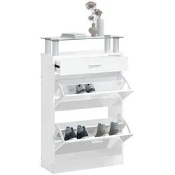 vidaXL Schuhschrank NA Schuhschrank Hochglanz-Weiß 63x24x104 cm Spanplatte weiß