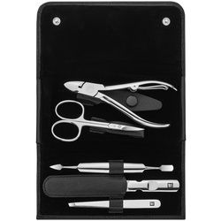 ZWILLING - CLASSIC INOX Druckknopf-Etui, Rindleder, schwarz, 5-tlg Nägel kürzen