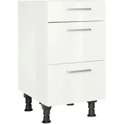 Nobilia Schubkastenunterschrank , Weiß Hochglanz , Metall , 3 Schubladen , einzeln stellbar , 45x87x56 cm , Blauer Engel, Pefc, Goldenes M, Made in Germany, DGM-Klimapakt , Zusatzausstattung erhältlich , Küchen, Küchenmöbel