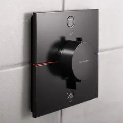 hansgrohe ShowerSelect Comfort E Thermostat Unterputz für 2 Verbraucher mit integrierter Sicherungskombination, Badarmaturen, mattschwarz
