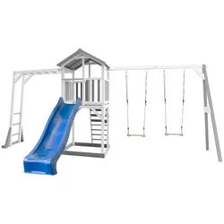 Ambia Garden Spielturm , Blau, Grau, Weiß , Holz , Zeder , 519x241.9x349 cm , Fsc, EN 71 , Freizeit & Co, Gartenspielzeug, Spieltürme