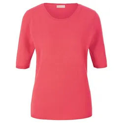 Pull col rond en laine vierge et cachemire include fuchsia