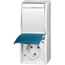 Busch-Jaeger 20-02EWN-53 Schutzkontakt-Steckdose 2-fach senkrecht, Aufputz IP44