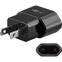 Goobay Netzadapter US/Japan, Schwarz - Eurostecker (Typ C, CEE 7/16) > US-/Japan-Stecker (Typ A, NEMA 1-15, 2-polig)