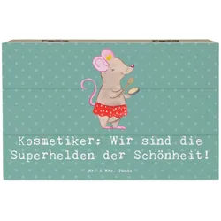Mr. & Mrs. Panda Dekokiste 19 x 12 cm Kosmetiker: Wir sind die Superhelden der Schönheit! - Meer (1 St) blau