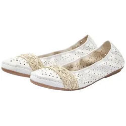 Rieker Ballerina Slipper, Flache Schuhe mit Rundum-Gummizug weiß 42 EU