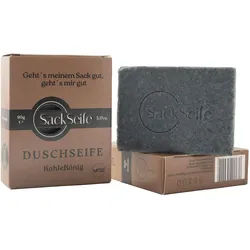 SackSeife KohleK√∂nig | Duschseife mit Aktivkohle Handgemacht, Vegan & Tiefenreinigend Seife 90 g